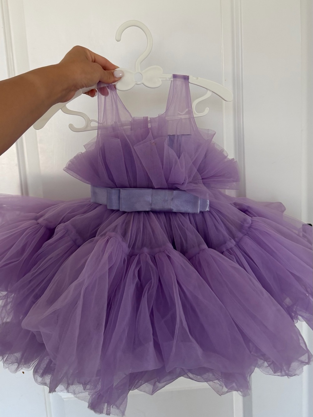 Lilac Tulle Party Dress with Bow Waist
